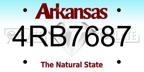 4RB7687 Arkansas License Plate