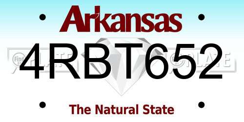 4RBT652 Arkansas License Plate