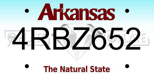 4RBZ652 Arkansas License Plate