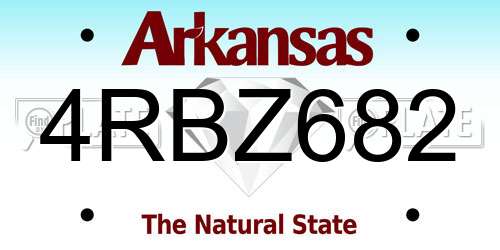 4RBZ682 Arkansas License Plate