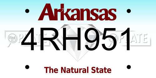 4RH951 Arkansas License Plate