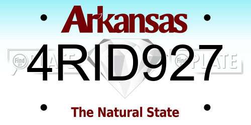 4RID927 Arkansas License Plate