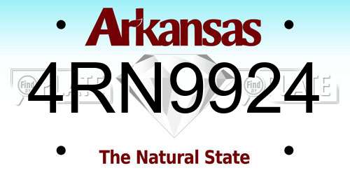 4RN9924 Arkansas License Plate