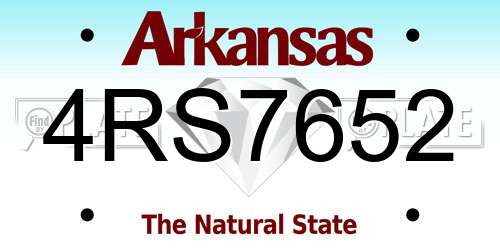 4RS7652 Arkansas License Plate