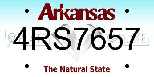 4RS7657 Arkansas License Plate