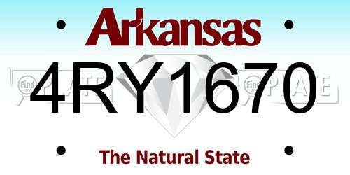 4RY1670 Arkansas License Plate