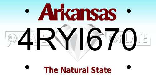 4RYI670 Arkansas License Plate