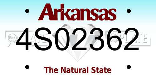 4S02362 Arkansas License Plate