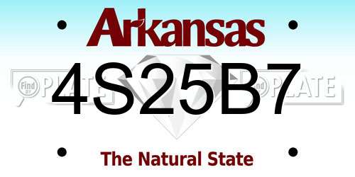 4S25B7 Arkansas License Plate