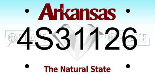 4S31126 Arkansas License Plate