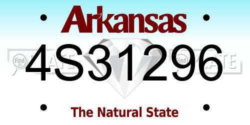 4S31296 Arkansas License Plate