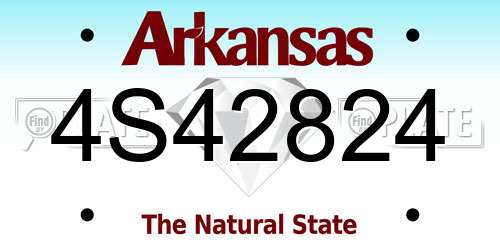 4S42824 Arkansas License Plate
