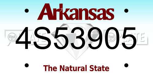 4S53905 Arkansas License Plate
