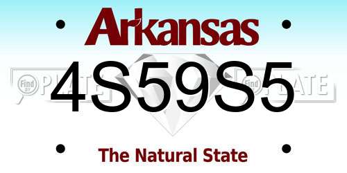 4S59S5 Arkansas License Plate