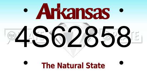 4S62858 Arkansas License Plate