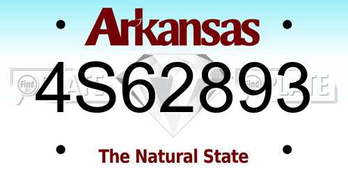 4S62893 Arkansas License Plate