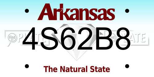 4S62B8 Arkansas License Plate