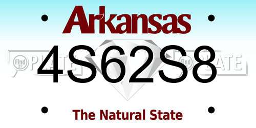 4S62S8 Arkansas License Plate