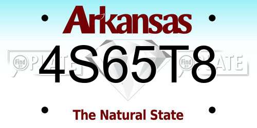 4S65T8 Arkansas License Plate