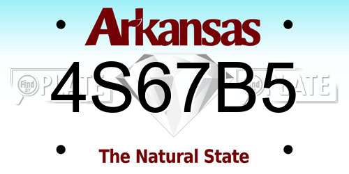 4S67B5 Arkansas License Plate