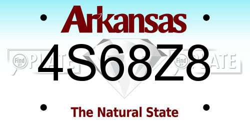 4S68Z8 Arkansas License Plate