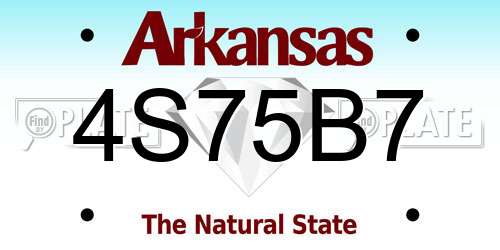 4S75B7 Arkansas License Plate