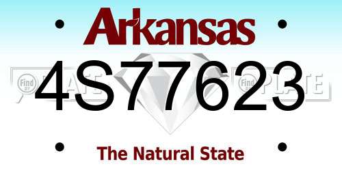 4S77623 Arkansas License Plate