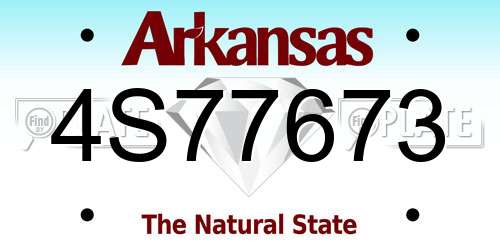 4S77673 Arkansas License Plate