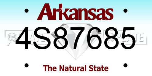 4S87685 Arkansas License Plate