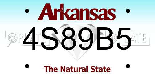 4S89B5 Arkansas License Plate