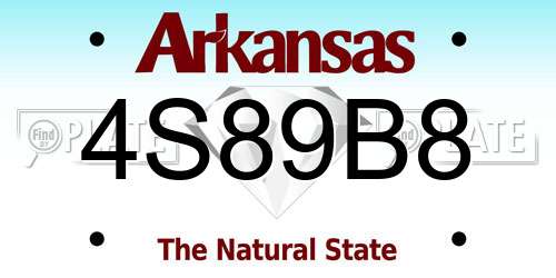 4S89B8 Arkansas License Plate