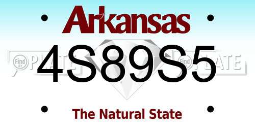 4S89S5 Arkansas License Plate