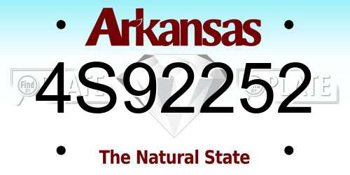 4S92252 Arkansas License Plate
