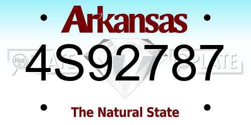 4S92787 Arkansas License Plate
