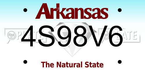 4S98V6 Arkansas License Plate