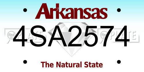 4SA2574 Arkansas License Plate
