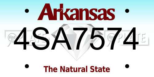 4SA7574 Arkansas License Plate