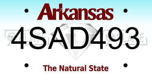 4SAD493 Arkansas License Plate