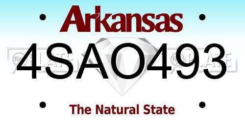 4SAO493 Arkansas License Plate