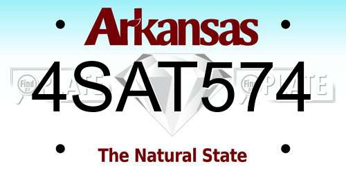 4SAT574 Arkansas License Plate