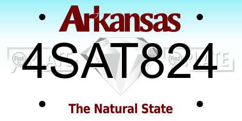 4SAT824 Arkansas License Plate
