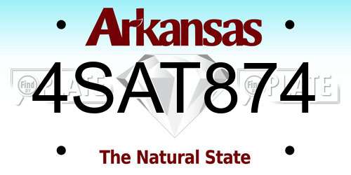 4SAT874 Arkansas License Plate