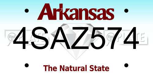 4SAZ574 Arkansas License Plate