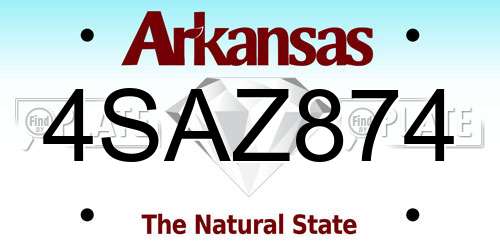 4SAZ874 Arkansas License Plate