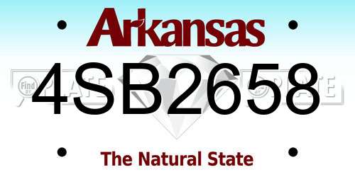 4SB2658 Arkansas License Plate