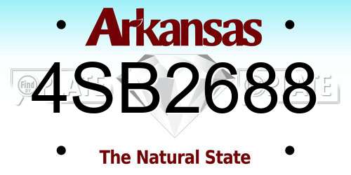 4SB2688 Arkansas License Plate