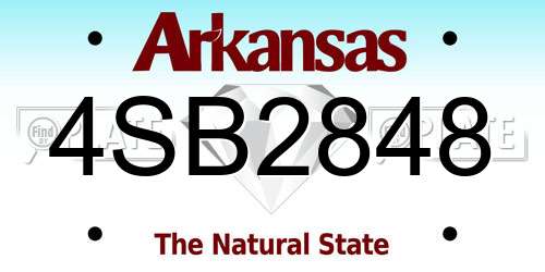 4SB2848 Arkansas License Plate