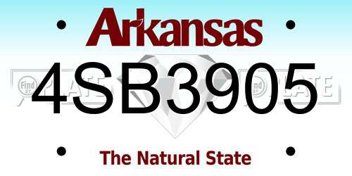 4SB3905 Arkansas License Plate