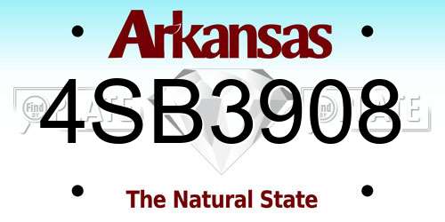 4SB3908 Arkansas License Plate