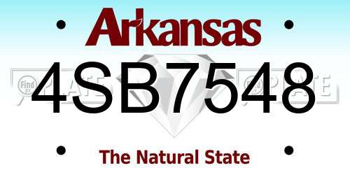 4SB7548 Arkansas License Plate